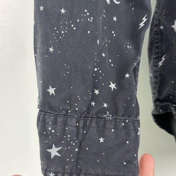 Marine Layer Valley XS Star Celestial Print Gray Button Down Shirt Top - Picture 8 of 14